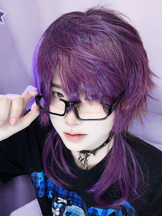 Style Purple Wig Length 40CM Ouji With Bangs