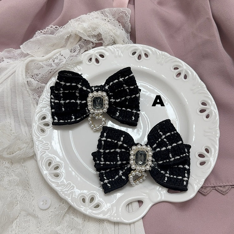 Accent Options Beaded Heart Charm Rhinestone Jirai Kei Bow Hairclips 5