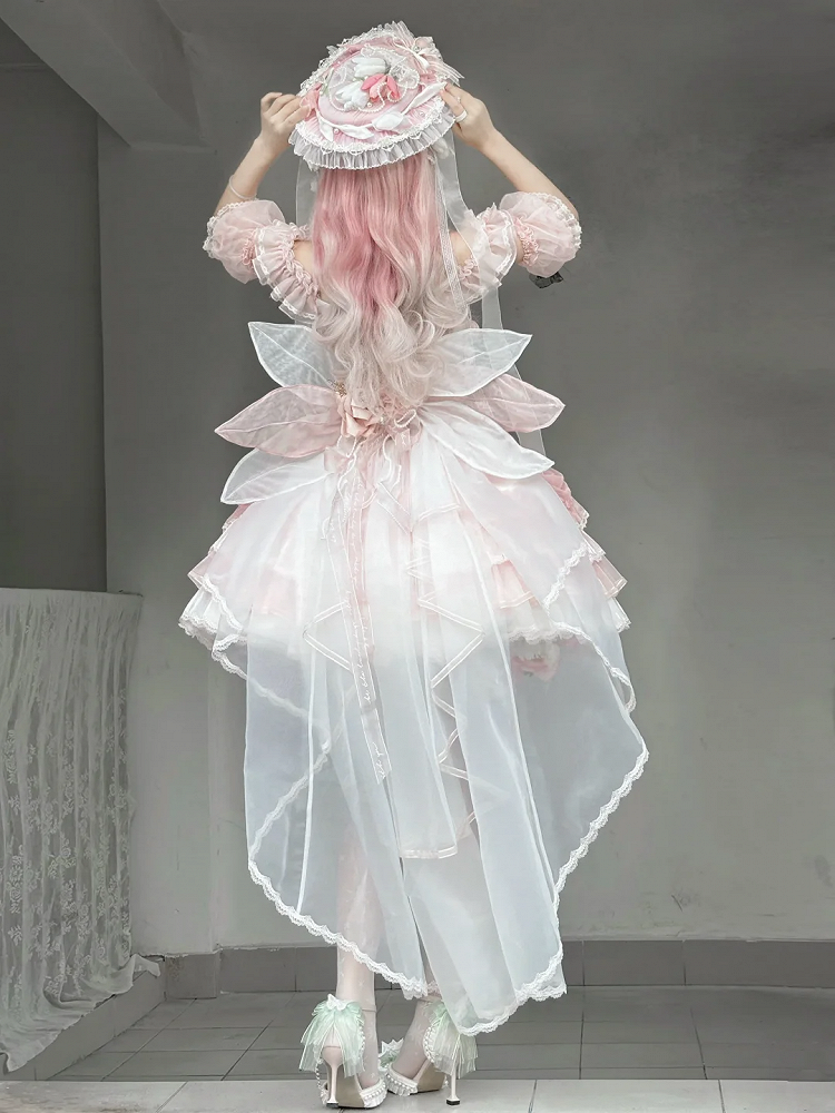 Theme Pink Tulip Lolita Dress Balletcore Hime Layered Skirt