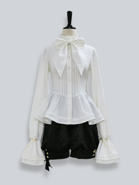 Bishop Poet Shirt Sleeves Neckline White Ruffle Ouji Lolita