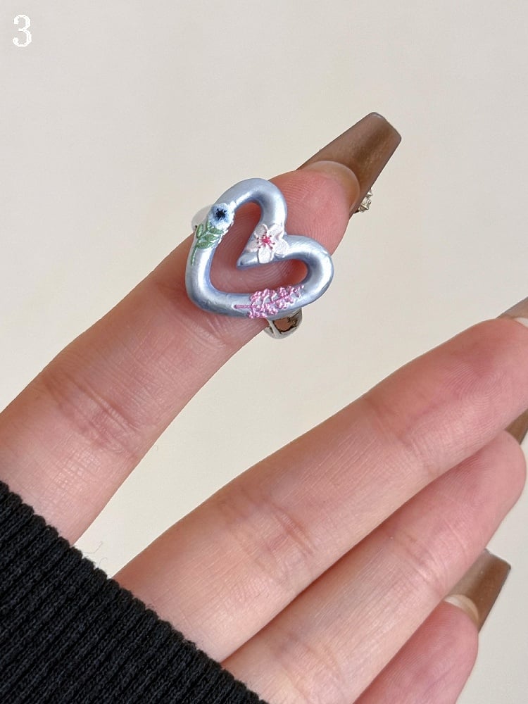 8 Bittersüßer Schmetterling und Ring Blaues Blumendesign Y2K Optionen