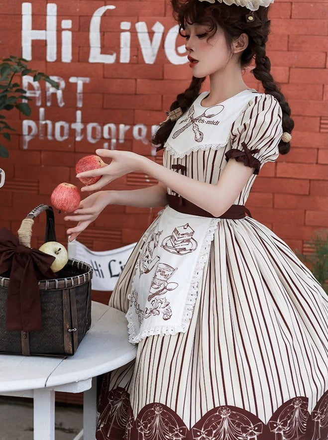 leg brown ribbon tea Afternoon apron warmers dress