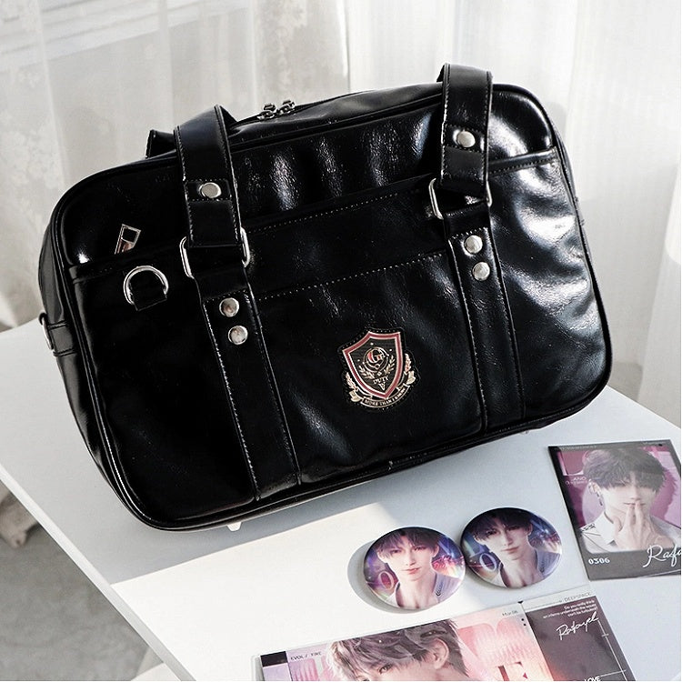 Leather Uniform Style Ita Transparent-window Black Bag PU JK