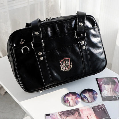 Leather Uniform Style Ita Transparent-window Black Bag PU JK