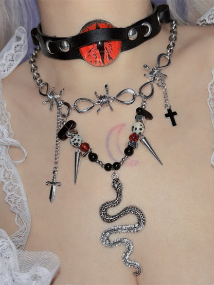 Y2K Snake-shaped Charm Punk Necklace