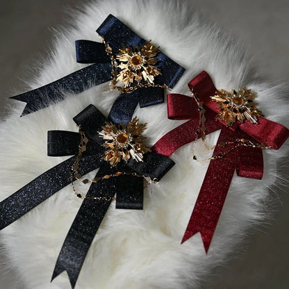 Red Brooch Black Dark / Blue Bowtie