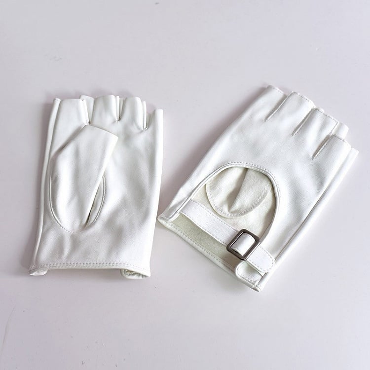 Cyberpunk Buckle Black/White/BlackWhite Finger Gloves