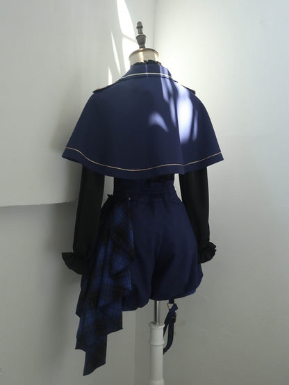Dark Blue Ravenclaw Ouji Lolita Set Cape + High Waist Shorts
