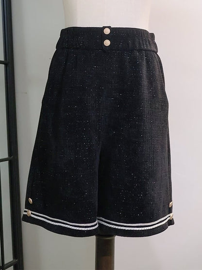 Black Ouji Glittering Waffle Shorts