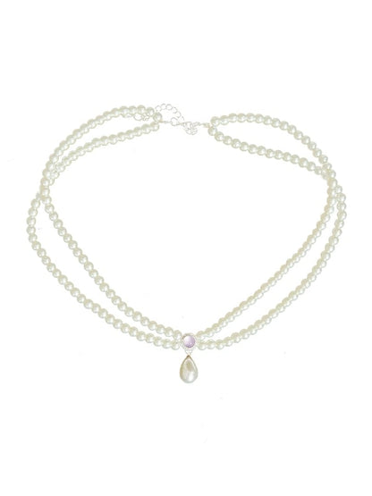 Necklace Pink Beaded Rhinestone Purple /