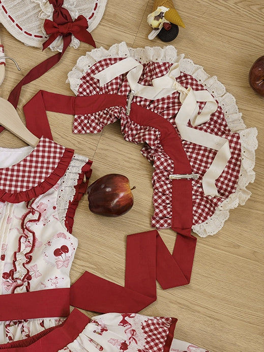 Bonnet à motif vichy rouge