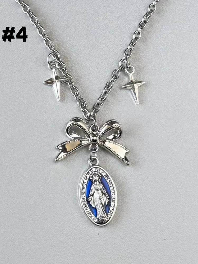 Silver Bow Pendant Necklace