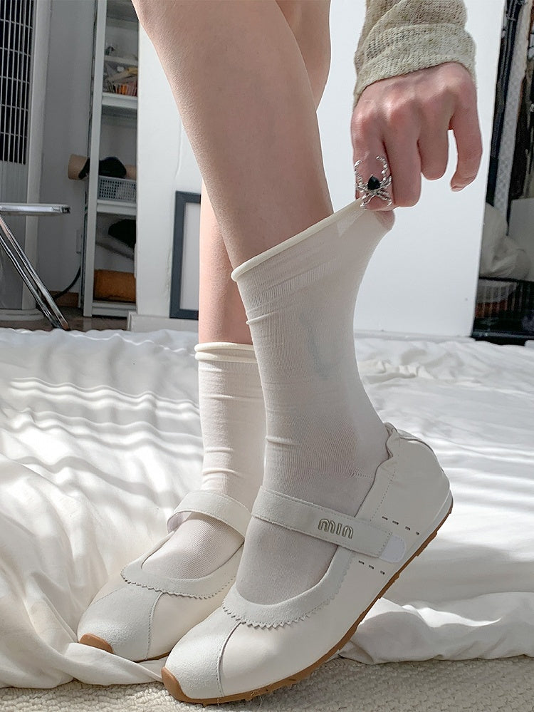 Kalbsgrau/Graue Besatzsocken Gerippt Lila/Beige/Khaki/Hell