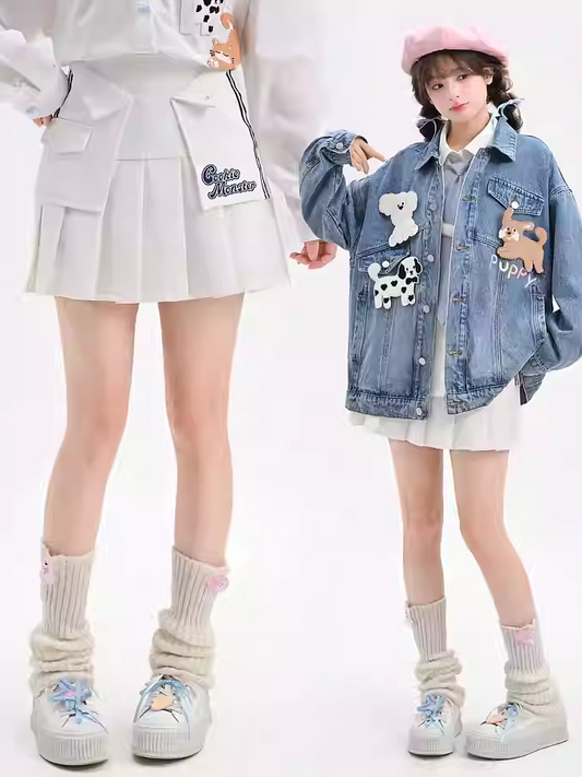 White Sports Slim-fitting Pleated Skirt