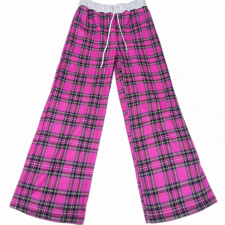 Version Pattern Rose Plaid Wide-leg Pants Gyaru Red Fashion Thicken Cut