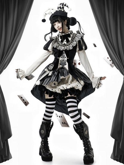 Full Lolita Circus Sleeves Black Set- Vibes Sweet and Puff White