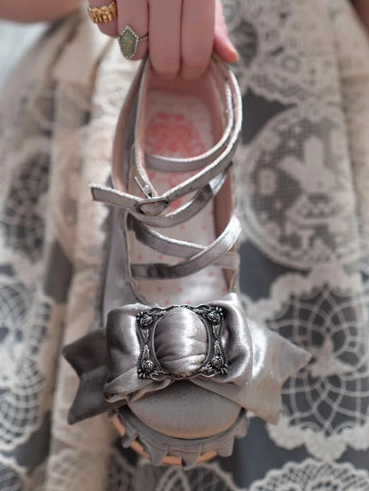 Platforms Lolita PU - Crisscross Silver Sweet Design