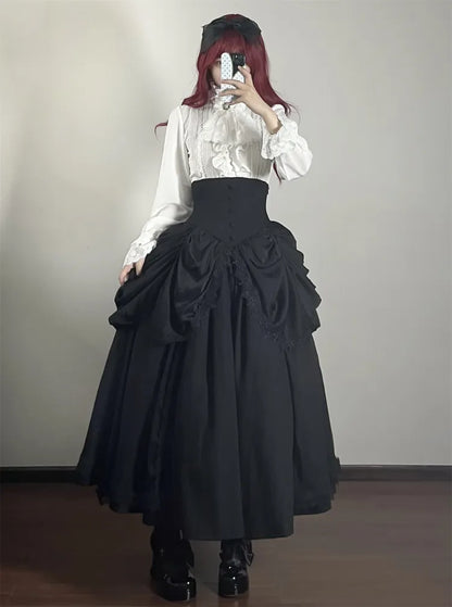 Boned High Corset Waist Aristocrat Victorian Skirt Belt Gothic Black Lolita