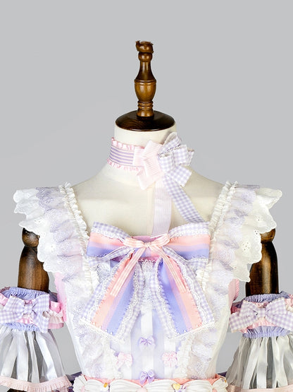 Pattern Choker Plaid Bowknot and Stripes