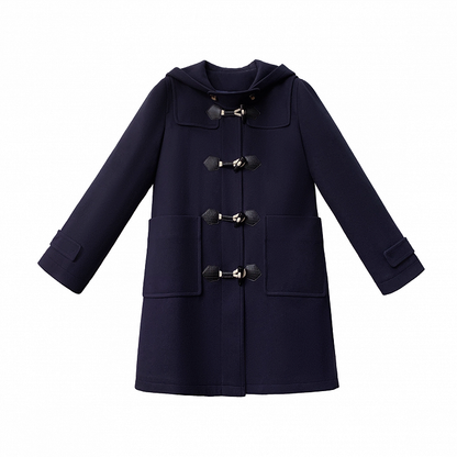 in Duffle Coat Blue Style JK Uniform Hooded Navy Preppy