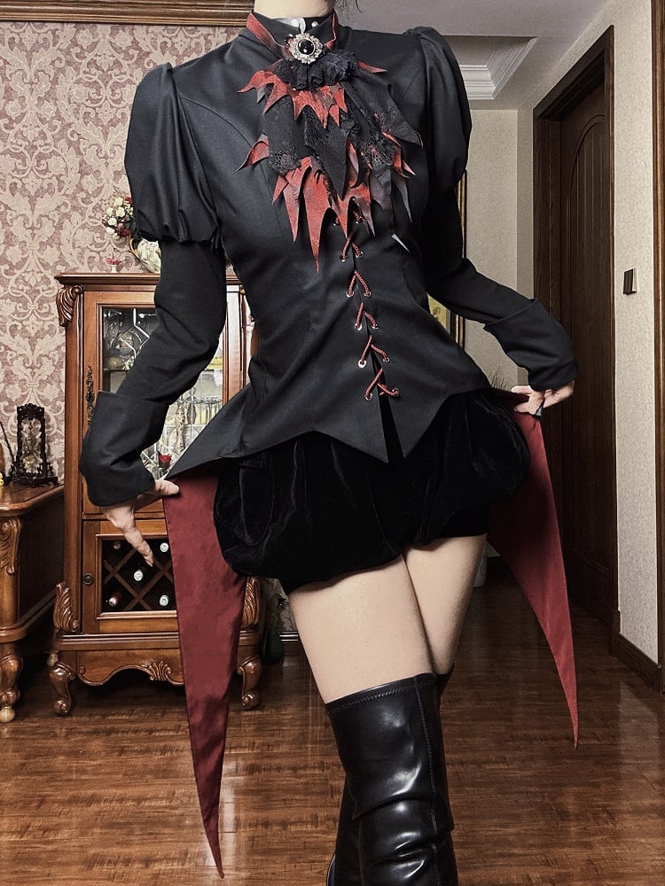 Swallow Mandarin Fashion Ouji Black Top Tail Juliette Lolita Collar Sleeves