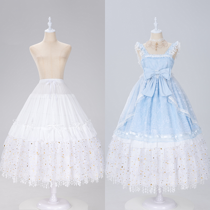 Length Fish-bone Glittering Stars Gorgeous White/Beige/Black Adjustable Petticoat