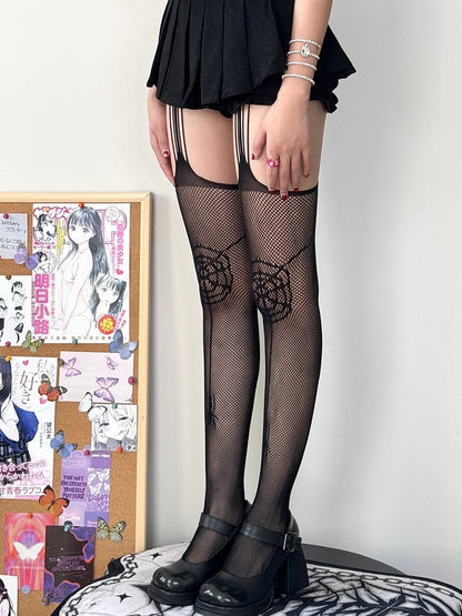 Black Stockings And Spider Spiderweb Suspender Pattern Gothic