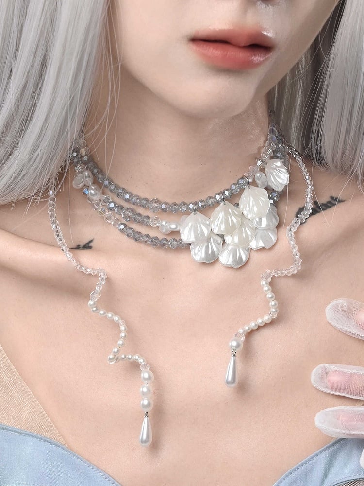 Layered Pendants Shell Fairy Beaded Necklace Sea Kei