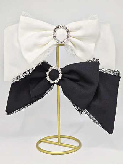 Jirai Spitze verziert Trim Brosche Strass Kei weiß/rot Bowknot