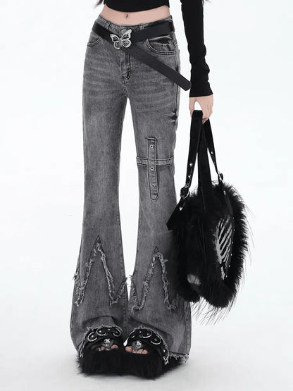 Slim Raw Fit Edge Flared Gray Jeans