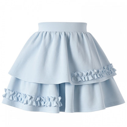 Blue Ruffled Detail Tiered Mini Skirt