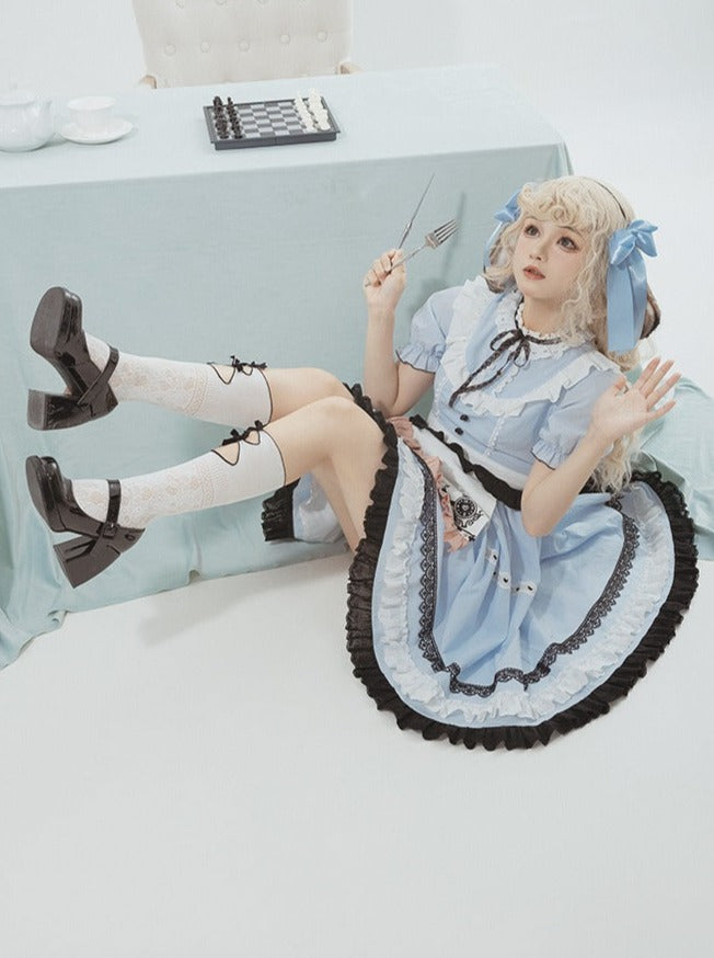 Apron Girl Sweet Dress Check + Bunny