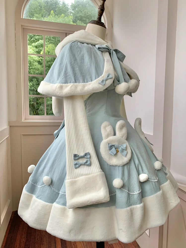 Blue Bunny Ears Hooded Cape