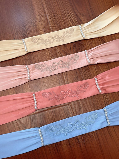 Pink / Blue / Gold Tulip and Bowknot Sash