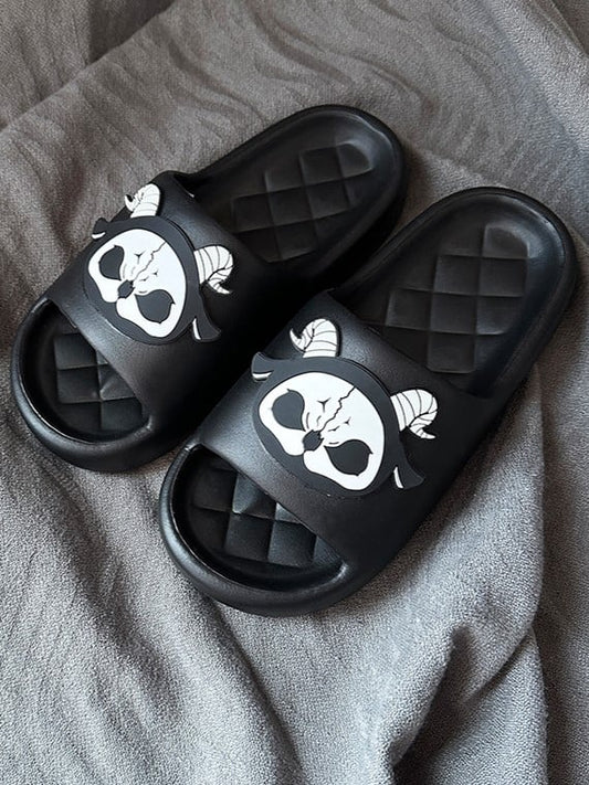 Slippers Reaper Grim Gothic Black Applique White and Summer