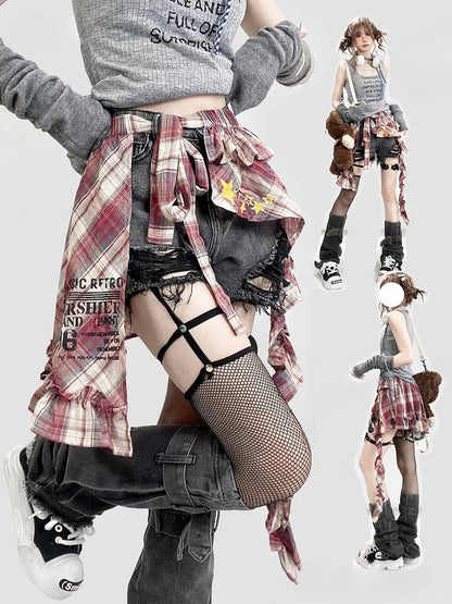 Hem Shorts Raw Bittersweet Distressed Gray Denim Holes