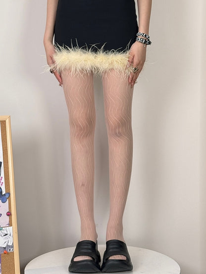 Water Ripple Black/Gray/Brown/White/Pink Tights