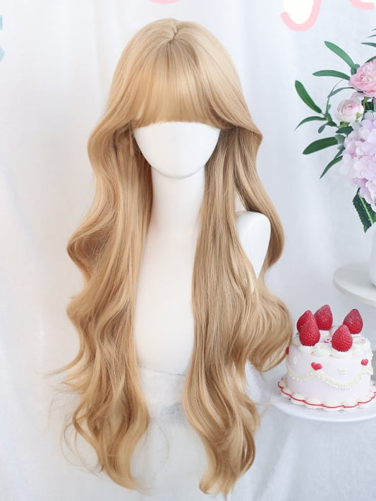 Wig Blonde Bangs Long With Wavy 65-70cm