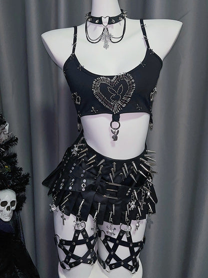 Mit schwarzem Punk-Mode-Gyaru-Schleife-Stern-Design PU-Gürtel Taillenbein