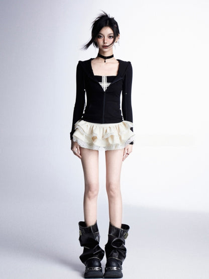 Bittersweet Y2K Strap Black PU Buckle Leg Warmers Distressed