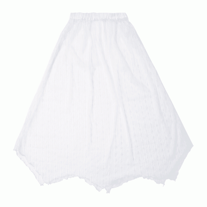 Skirt White Elastic Waist Handkerchief Hem Lace Under