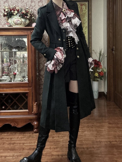 Dark Green Ouji Fashion Lolita Gothic Prince Winter Woolen Coat