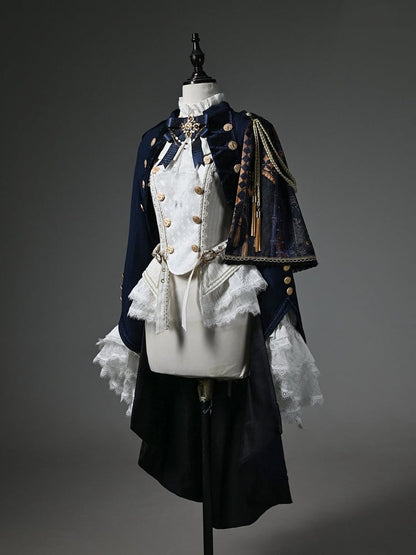 Dark Knight Top Long + Fashion Outfit Ouji - Sleeves Lolita White
