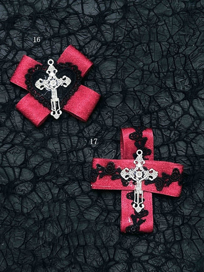 Black Red Halloween Jirai Kei Bowknot Hairclips