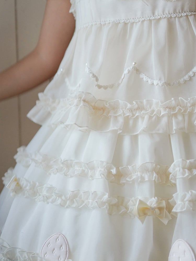 Robe Lolita en deux pièces avec nœud beige et volants