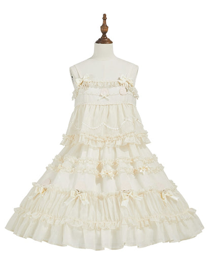 Robe Lolita en deux pièces avec nœud beige et volants