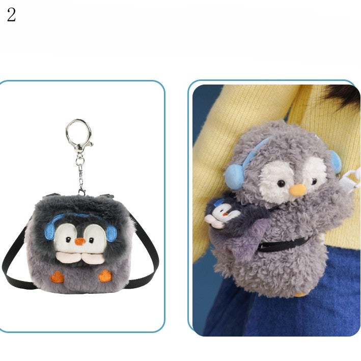 Light Middle/Large Keychain Plush + Options Gray 4 Penguin Backpack/Crossbody Size Bag Cute