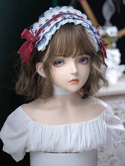 Wig Wavy 35CM With Brown Length Air Bangs