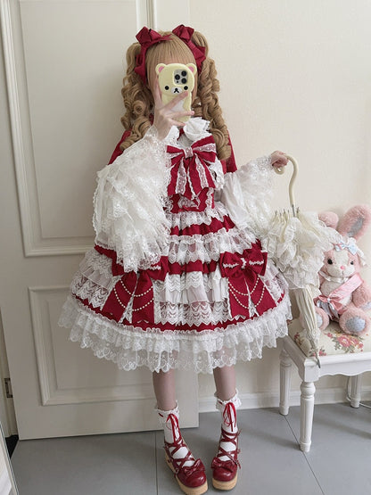 Bows Skirt Lolita Dress Hanayome Red Decoration Big Tiered