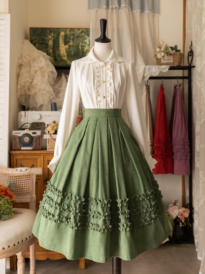 Green Ruffle Trimming Classic Lolita Skirt